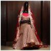 Maroon fishcut net bridal lehenga